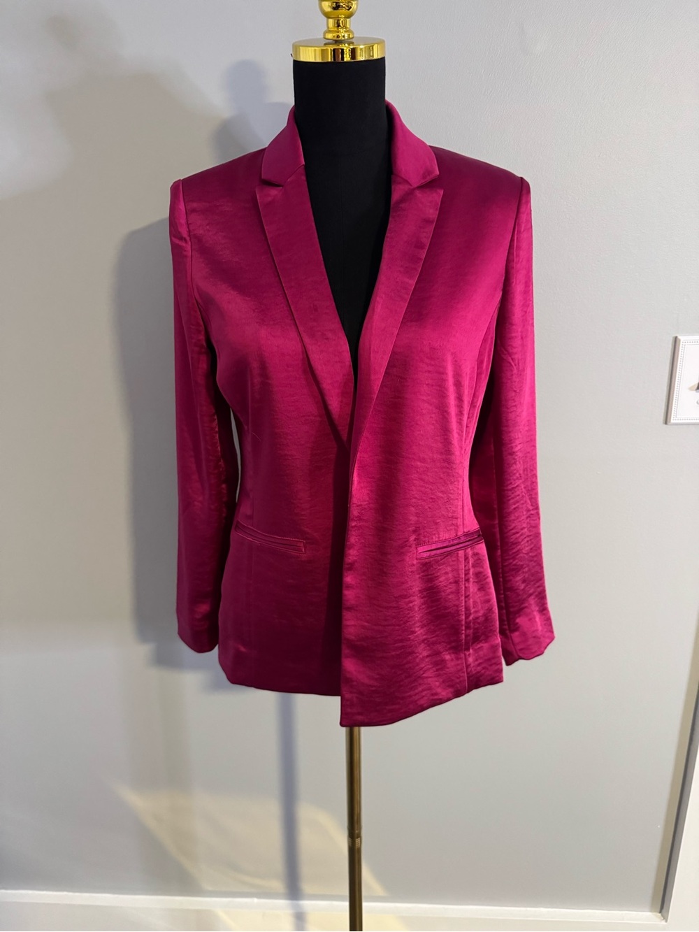 INC International Concepts Faux Satin Blazer Size PS=4-6 Petite